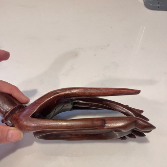 Vintage HandCarved Wooden Sculpture + Intricate Details in a unique hand shape - Picture 13 of 13